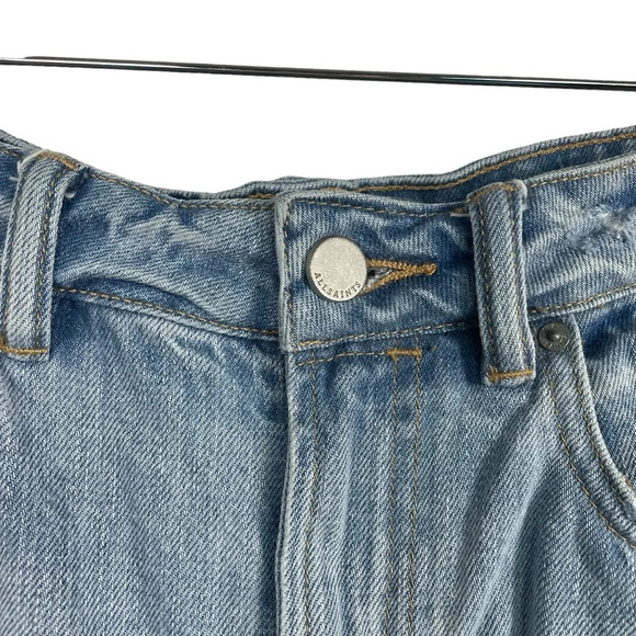 AllSaints Alana Embroidered Bird Distressed Boyfriend Jeans in Blue/Pink Size 26 - Picture 7 of 13